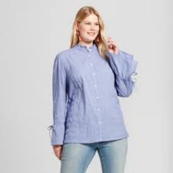 Ava & Viv Tops - Ava & Viv Chambray Check Button Down Shirt